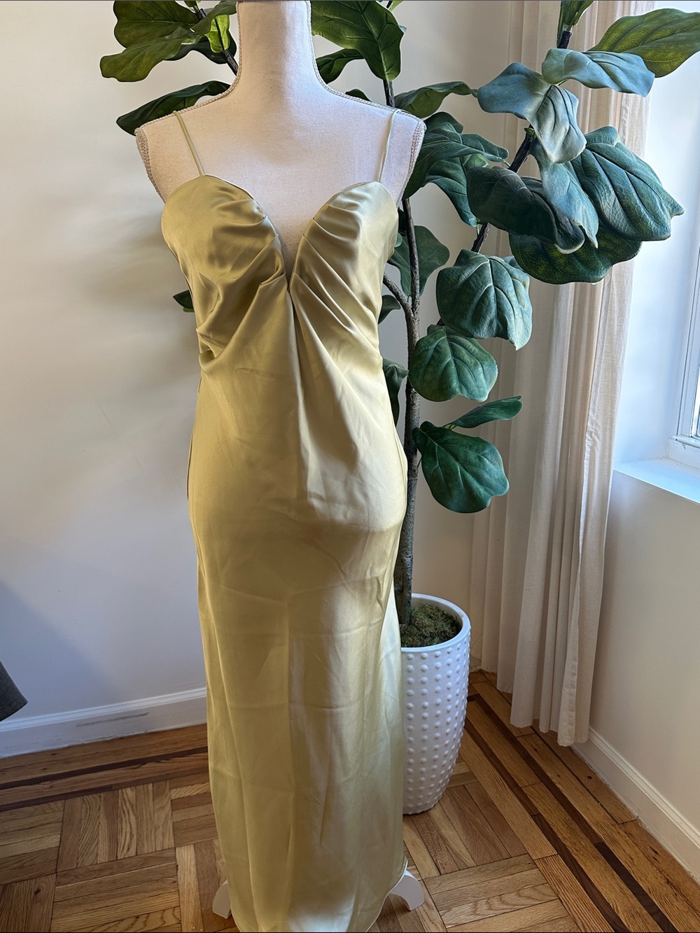 Zara Satin Slip Maxi Dress in Pale Sage - Picture 4 of 4